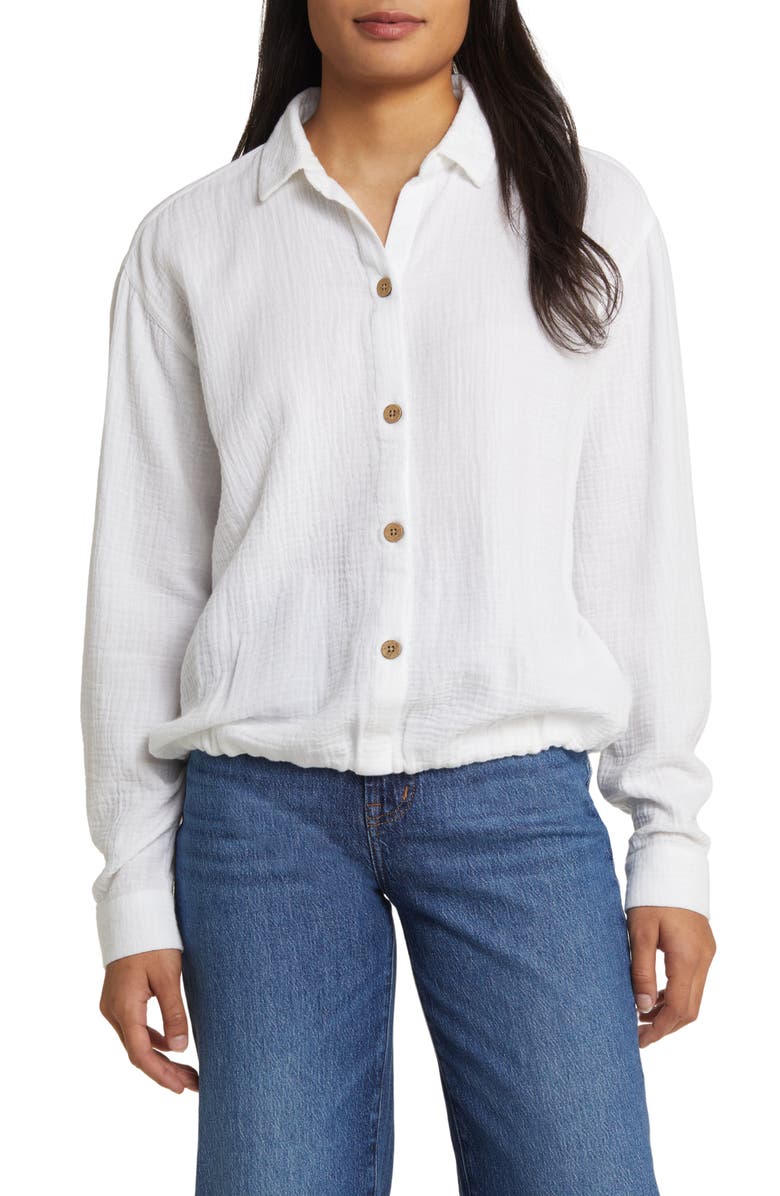 beachlunchlounge Fleur Double Cotton Gauze Blouson Shirt | Nordstrom