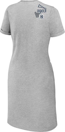 Women's Wear by Erin Andrews Heather Gray New York Yankees Plus Size Knotted T-Shirt Dress