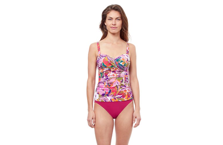 Shop Profile By Gottex Tropikaia D-cup V-neck Tankini Swim Top In Multi