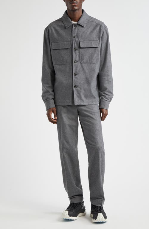 Shop Moncler Camicia Nylon & Cashmere Shirt Jacket In Dark Gray