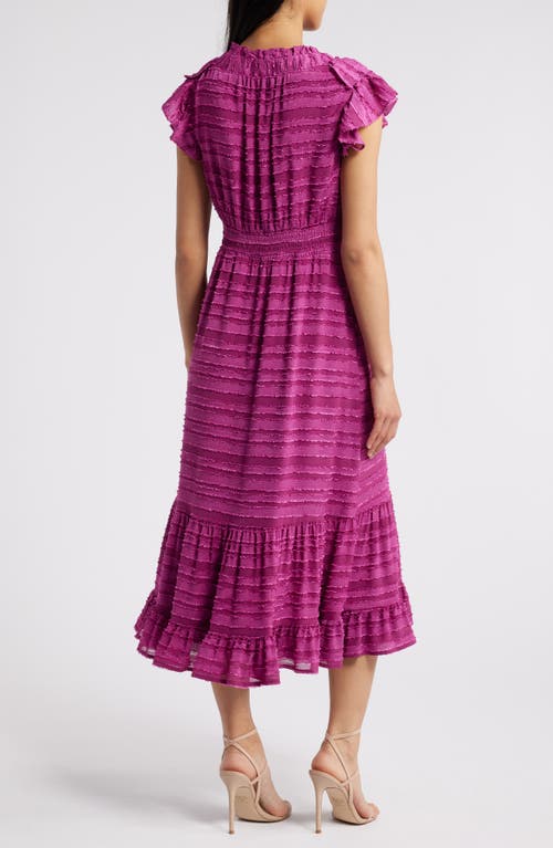 Shop Chelsea28 Ruffle Detail Textured Stripe Dress In Magenta