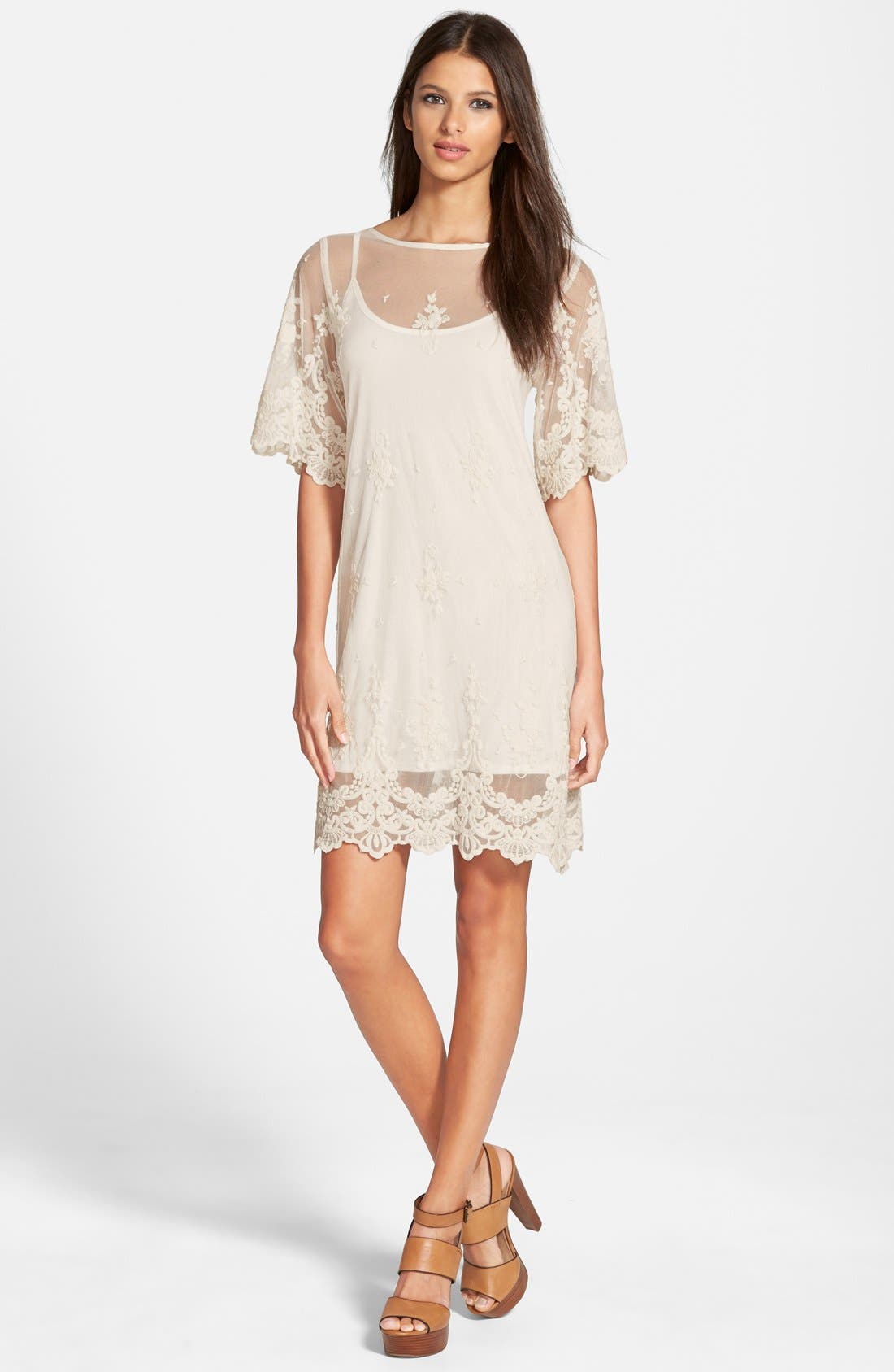 Band of Gypsies Embroidered Mesh Dress Nordstrom
