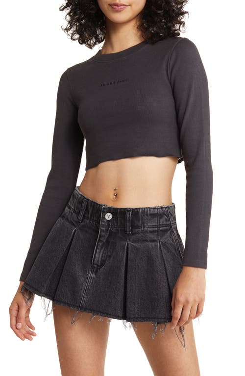 ABRAND Heather Rib Crop Top Black Sea at Nordstrom,