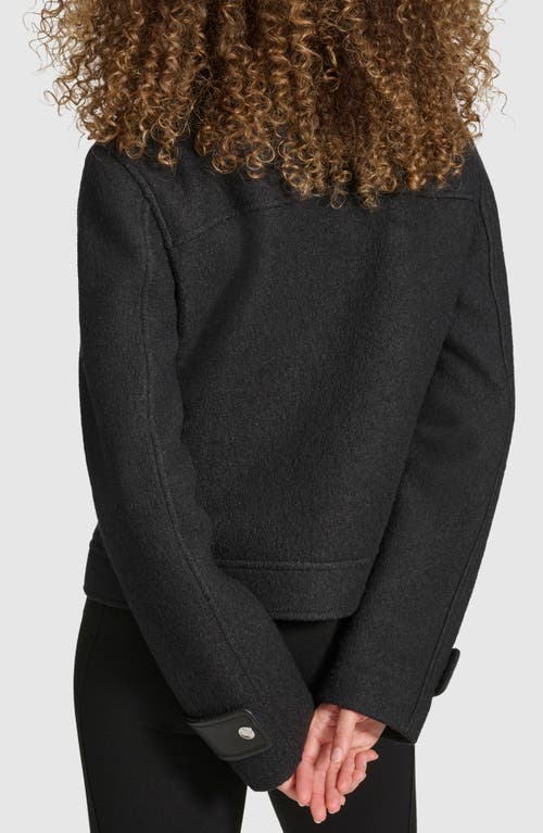 Karl Lagerfeld Paris Wool Blend Felt Crop Jacket In Black