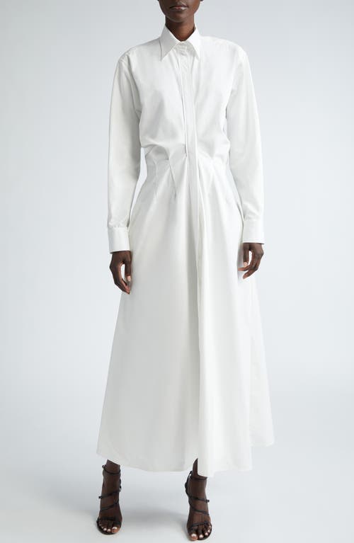 Brandon Maxwell Long Sleeve Cotton Poplin Maxi Shirtdress White at Nordstrom,