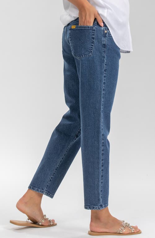 Shop Pietro Brunelli Ankle Straight Leg Maternity Mom Jeans In Medium Blue