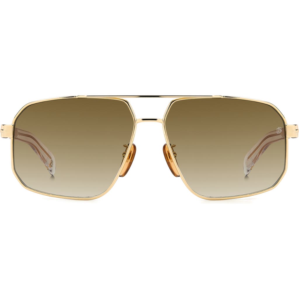 David Beckham Eyewear 61mm Rectangular Sunglasses In Gold
