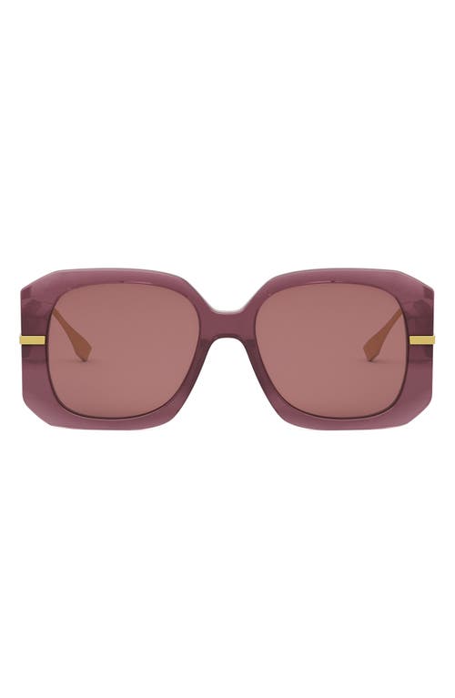 Fendi The Graphy 55mm Geometric Sunglasses In Shiny Violet/bordeaux