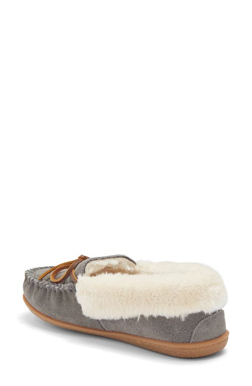 Shop Minnetonka Camp Collar Faux Fur Slipper In Grey