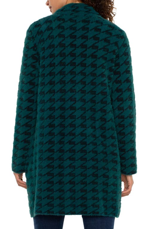 Shop Liverpool Houndstooth Open Front Sweater Coat In Dark Forest Houndstooth