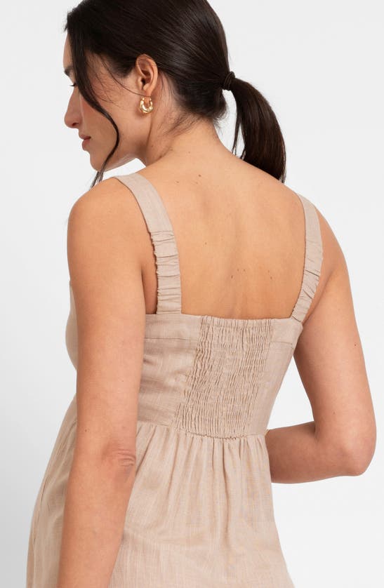 Shop Seraphine Button Front Maternity/nursing Midi Sundress In Taupe