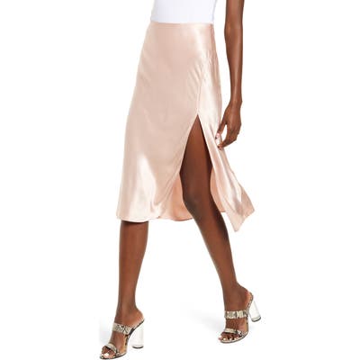 Socialite Bias Cut Satin Skirt, Pink