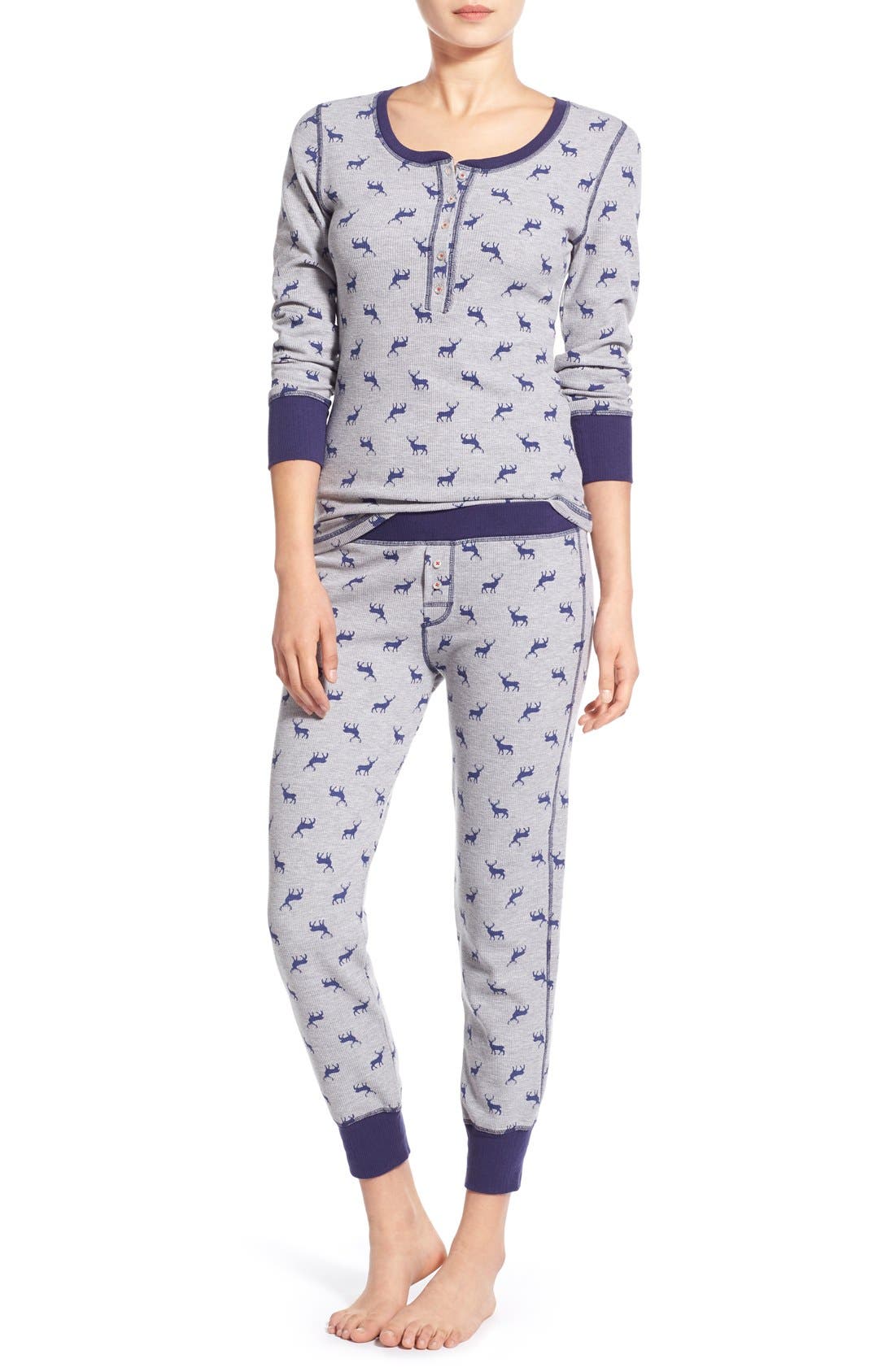 Jane & Bleecker New York Print Thermal Pajamas Nordstrom