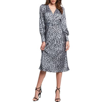 Bardot Sandiego Print Long Sleeve Midi Dress, Grey