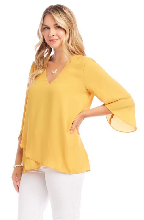 Shop Karen Kane Asymmetrical Crepe Top In Mustard