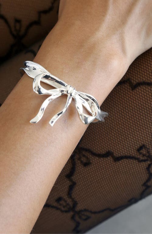 Shop Ettika Bow Organic Cuff Bracelet In Silver