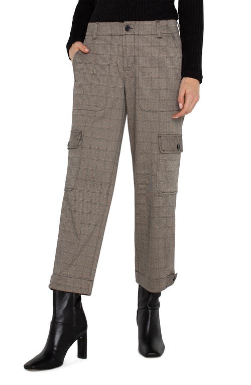 Shop Liverpool Los Angeles Utility Jacquard Crop Cargo Pants In Peppercorn Plaid