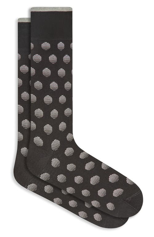 Bugatchi Dot Pattern Cotton Blend Dress Socks in Black at Nordstrom