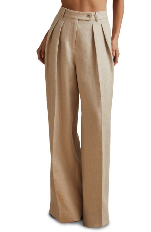 Reiss Cassie Wide Leg Linen Trousers Natural at Nordstrom,