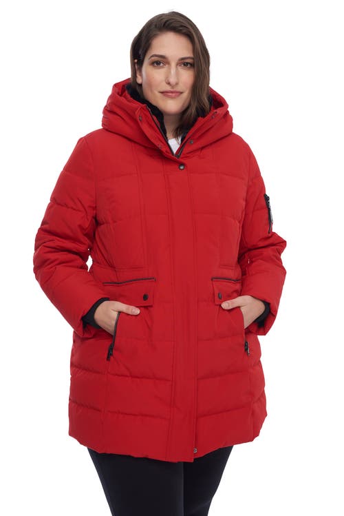 Alpine North Kootney Plus Women's Vegan Down (recycled) Mid-length Parka (plus Size) In Crimson