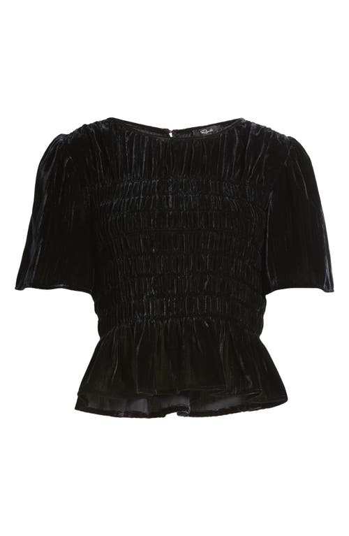 Shop Rails Rosie Velvet Smocked Peplum Top In Black Velvet