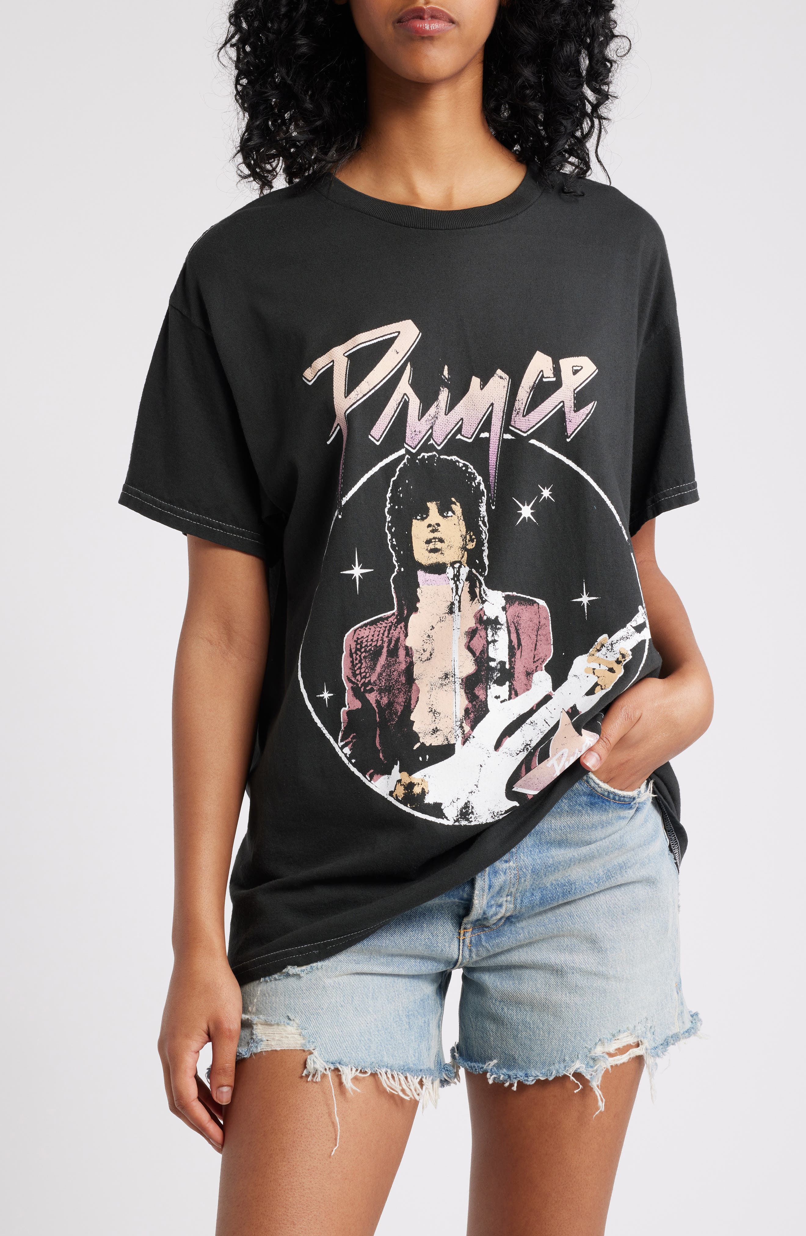 Merch Traffic Prince Oversize Cotton Graphic T-Shirt in Black 