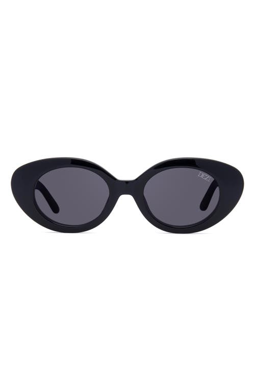 DEZI Thelma 49mm Small Oval Sunglasses in Black /Dark Smoke at Nordstrom