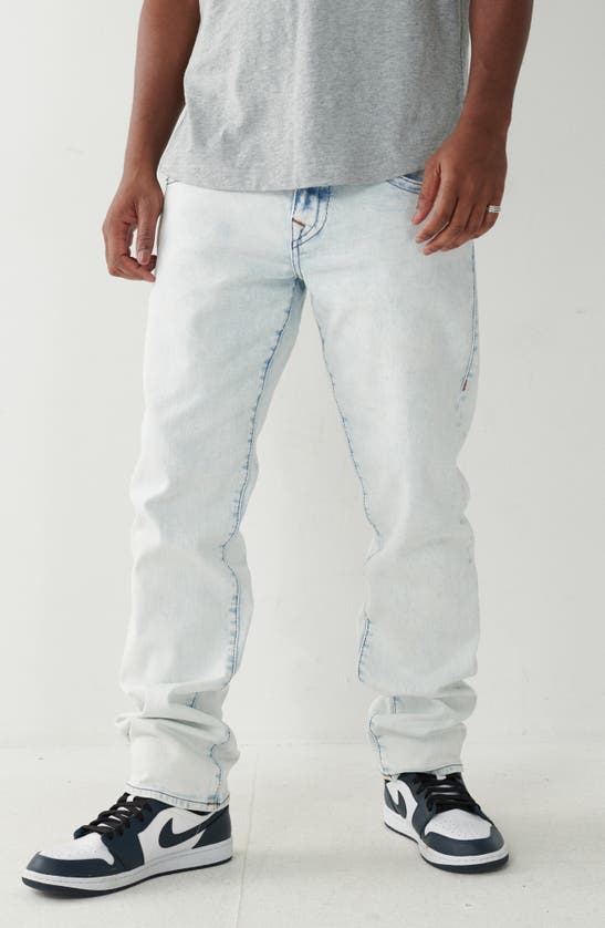 Shop True Religion Brand Jeans Geno Snap Flap Straight Leg Jeans In Captain Court Light Wash