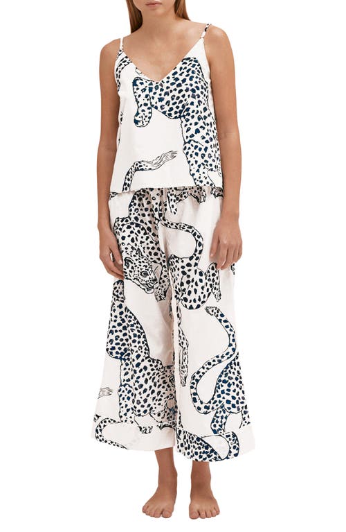 Desmond & Dempsey Cheetah Floral Cotton Cami Pajamas in Jag Cream 