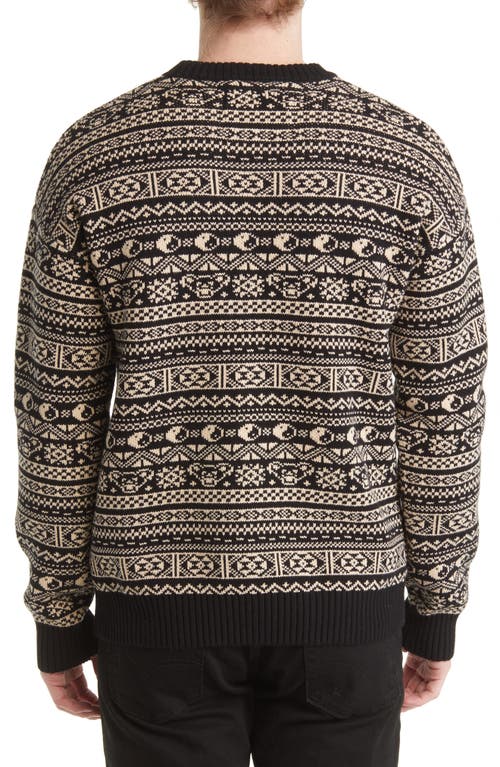 Shop Schott Nyc Bear Motif Fair Isle Sweater In Beige/black