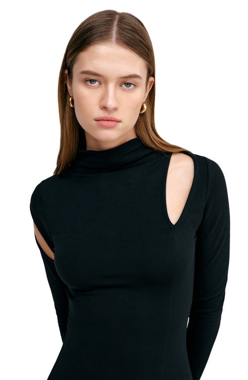 Shop Marcella Park Mock Neck Long Sleeve Dress In Black