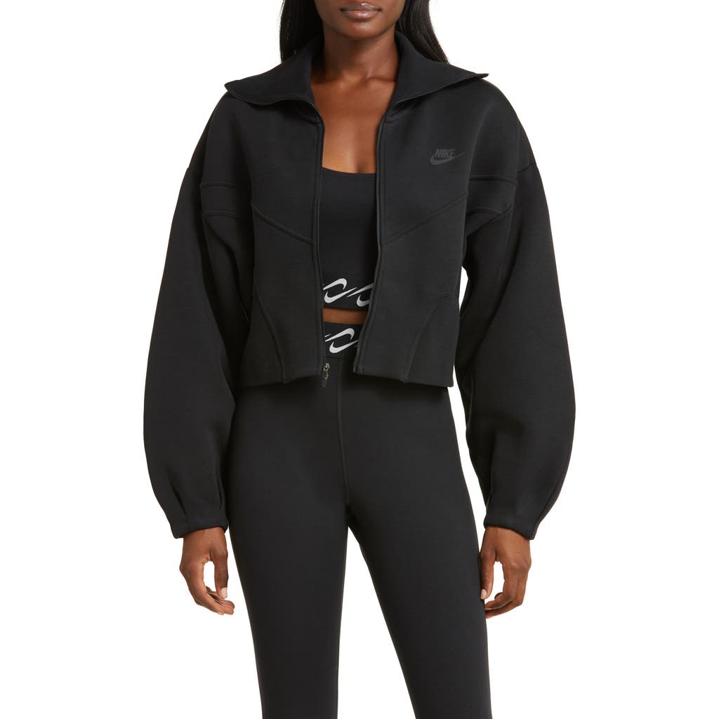 Nike Sportswear Tech Fleece Loose Full Zip Track Jacket In Black/black