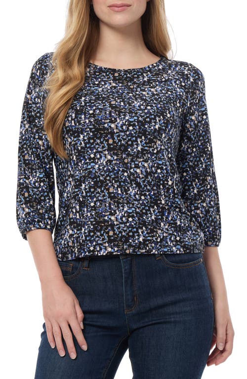 Jones New York Abstract Moss Crepe Top in Blue Horizon Multi 