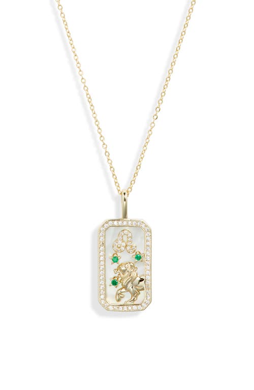 Melinda Maria Zodiac Pendant Necklace in Gold-Leo