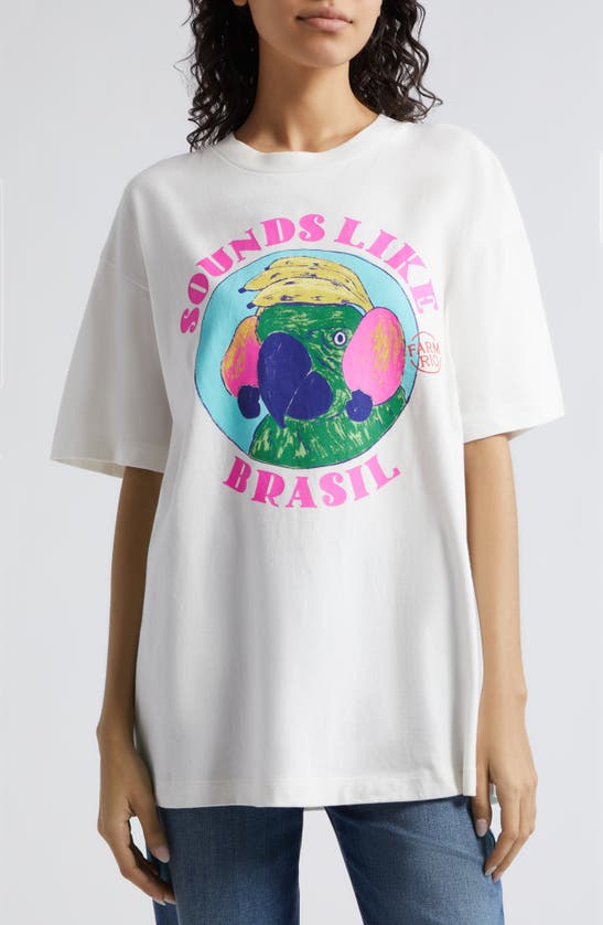 Shop Farm Rio Sounds Like Brasil, Baby Oversize Cotton Graphic T-shirt In Off-white
