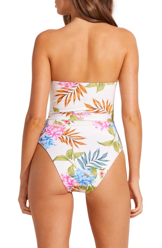 Shop Vitamin A Marilyn Floral Belted Bandeau One-piece Swimsuit In Summer Bloom Ecolux
