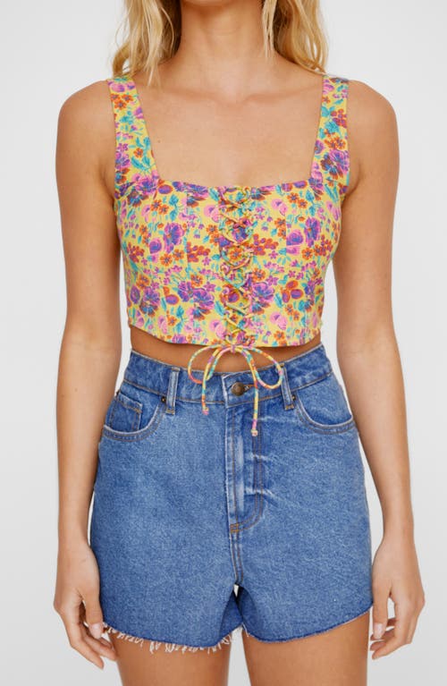 NASTY GAL Ditsy Floral Crop Top Yellow at Nordstrom,
