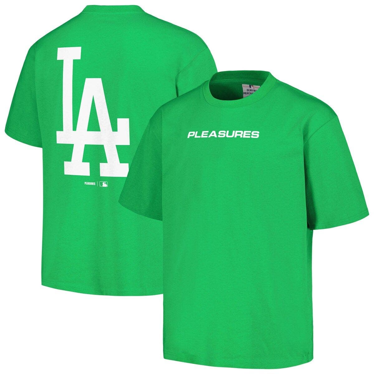 PLEASURES Men's PLEASURES Green Los Angeles Dodgers Ballpark TShirt