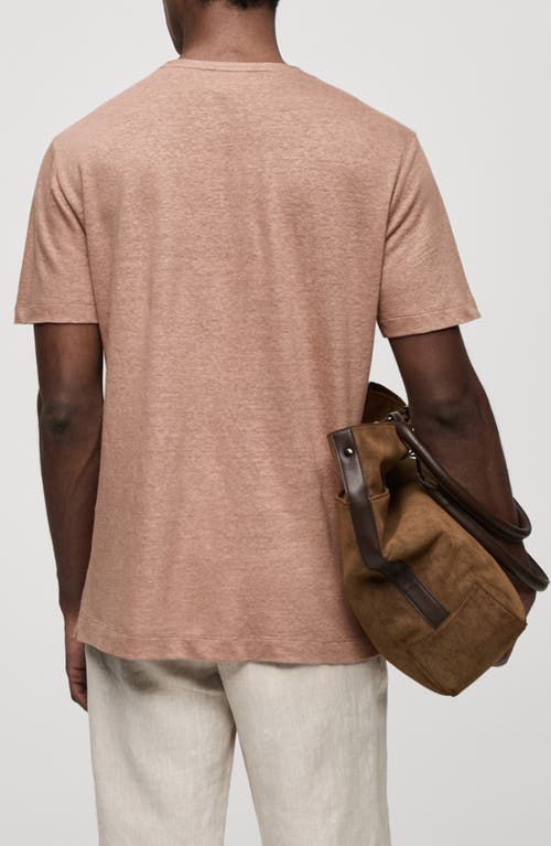 Shop Mango Regular Fit Linen & Cotton T-shirt In Pale Pink