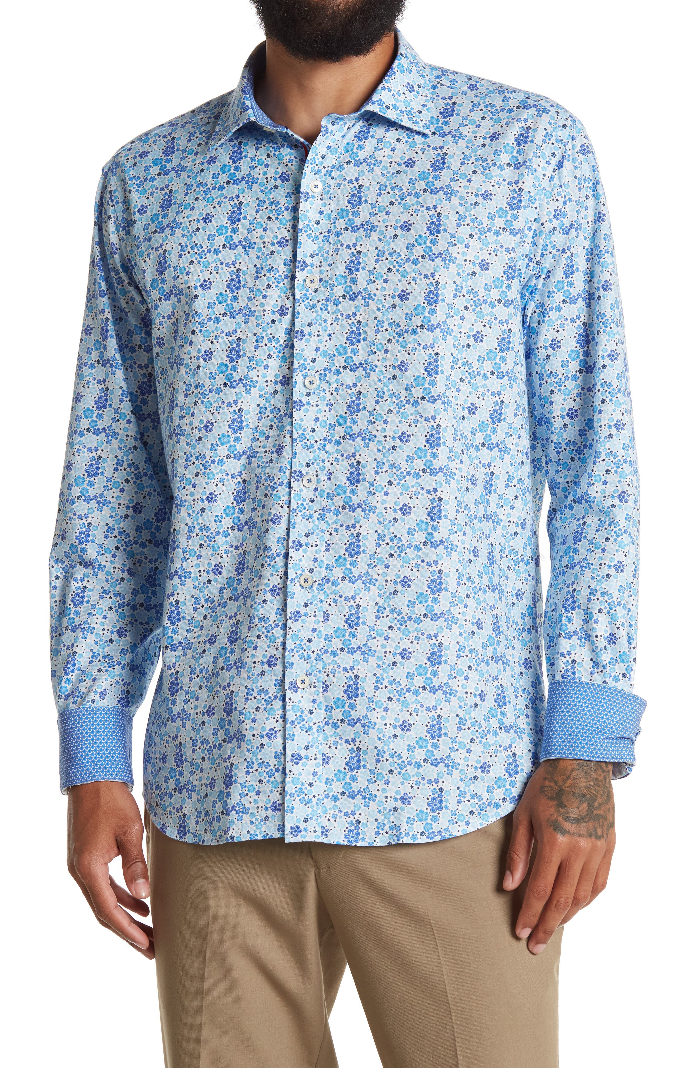 Bugatchi Flower Long Sleeve Button 