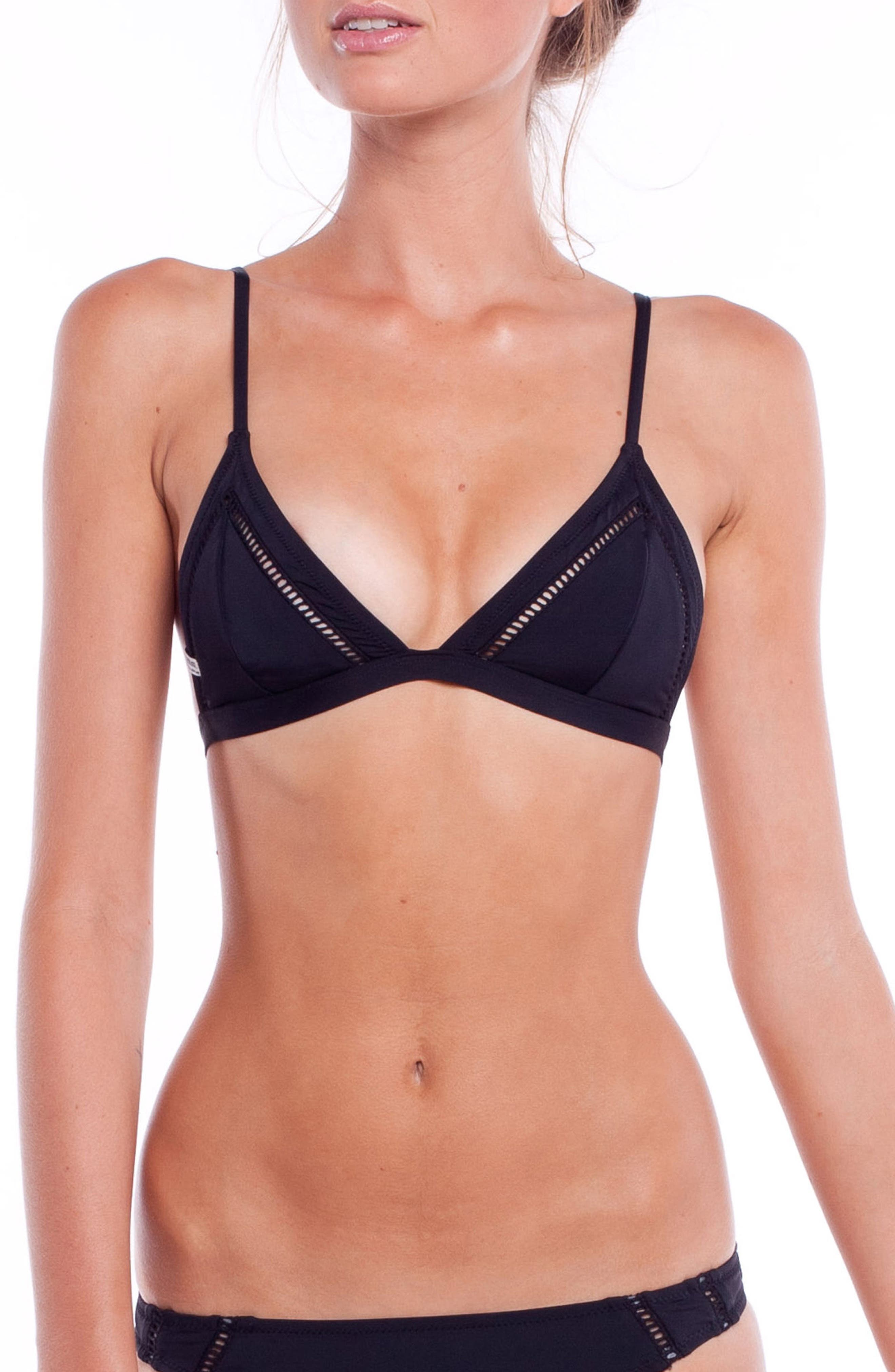 Rhythm My Bralette Triangle Bikini Top, Black