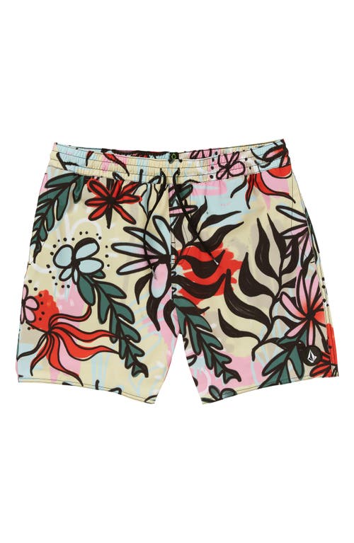 Shop Volcom Sanctorium Swim Trunks In Fog