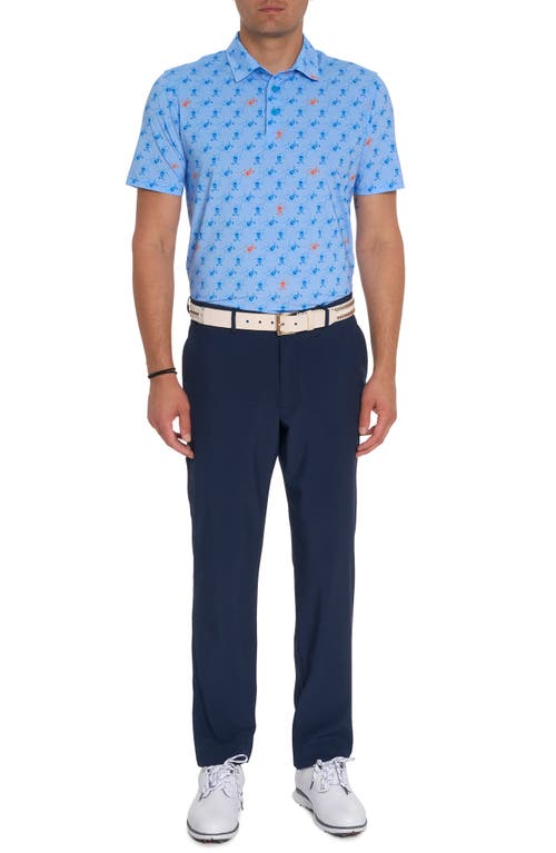 Robert Graham Stinger Skull Print Short Sleeve Performance Golf Polo In Light Blue
