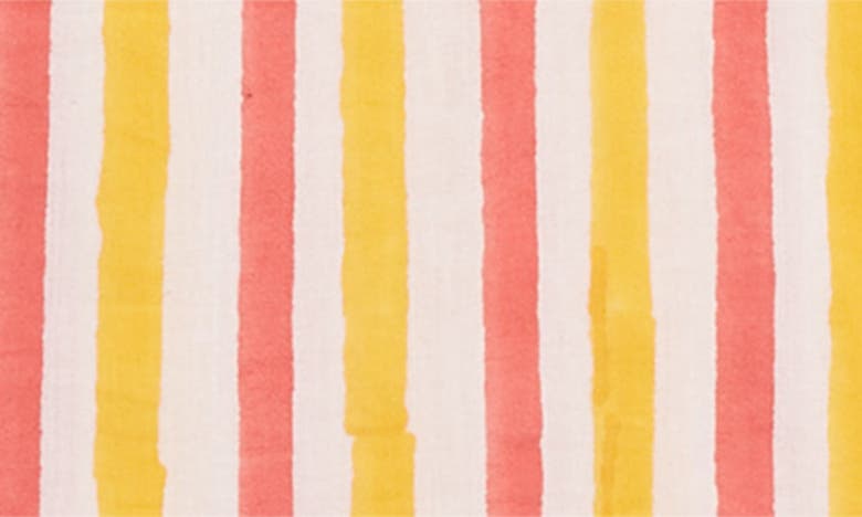 Shop Drake's Block Stripe Cotton Camp Shirt In Yellow Pink Stripe