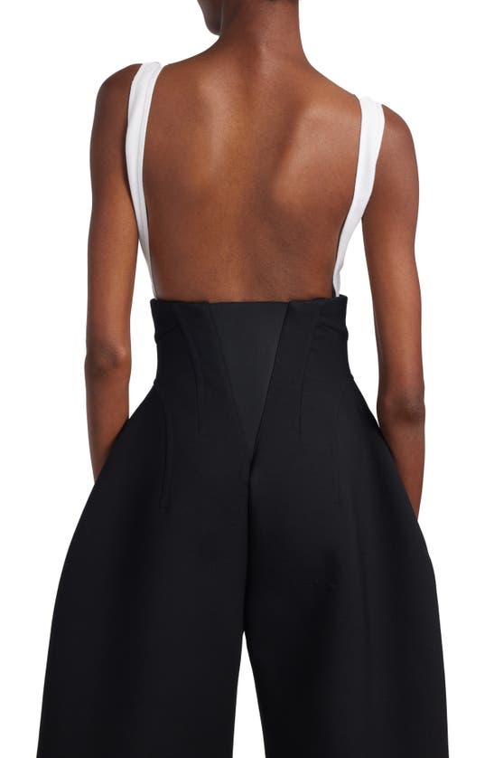 Alaïa Cutout Open Back Cotton Rib Bodysuit In Blanc