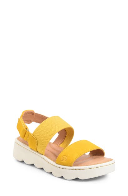 Click to view more detailed imagery on our partner's website Born B?rn Patriotic Slingback Sandal In Yellow Suede