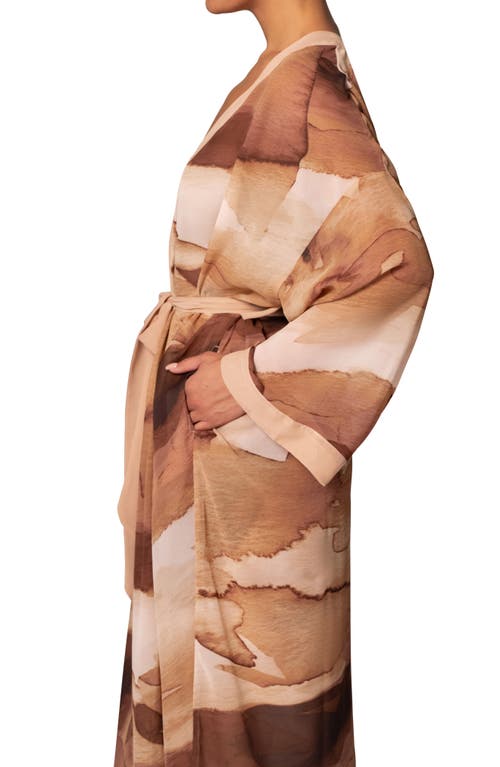 Shop Jluxlabel Alissa Abstract Print Wrap Duster In Brown