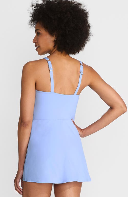 Shop Lands' End V-neck Tulip Wrap Swim Dress One Piece Swimsuit In Soft Cloud Blue