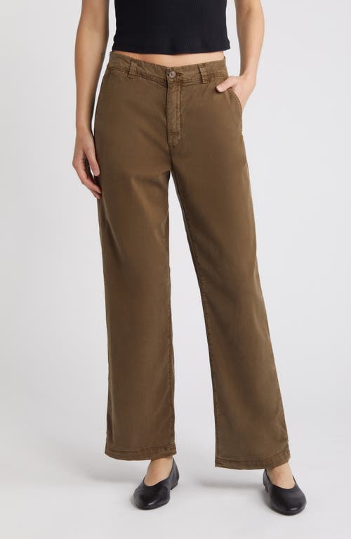 Ag Caden Wide Leg Twill Pants In Brown