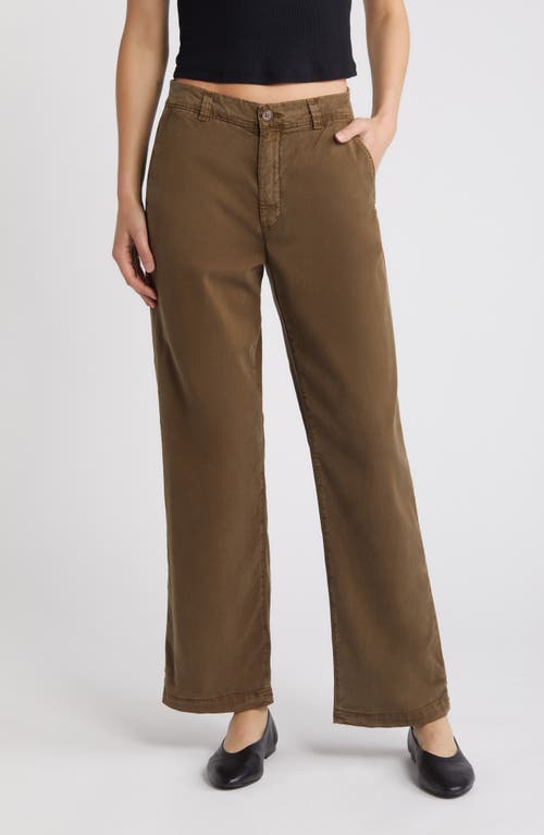 Ag Caden Wide Leg Twill Trousers In Sulfur Shady Moss